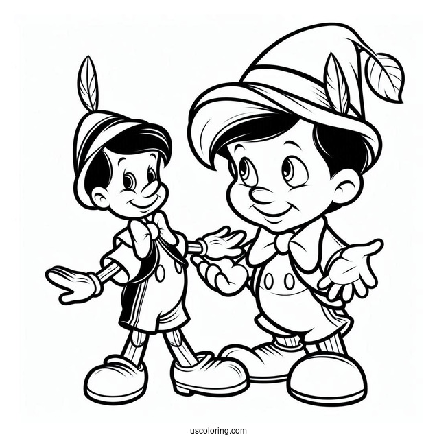 Simple Geppetto Holding Pinocchio Coloring Page