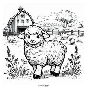 Sheep Walking Around Field On Farm