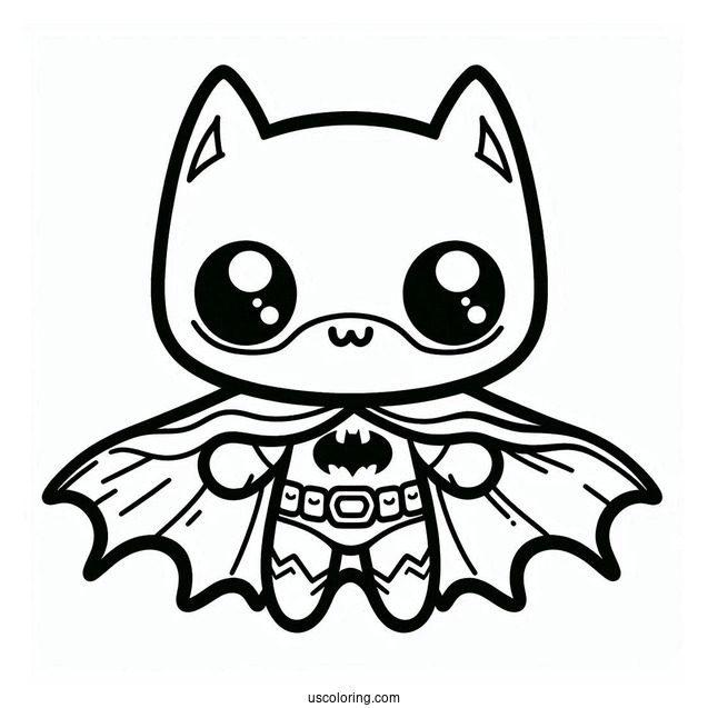 Cute Kawaii Batman Coloring For Kids