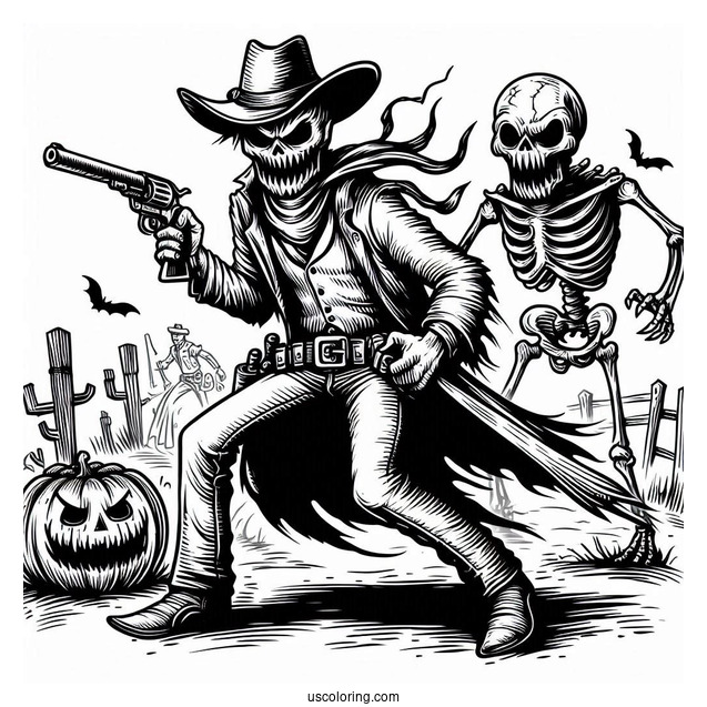 Scary Cowboy Coloring Page In The Wild West