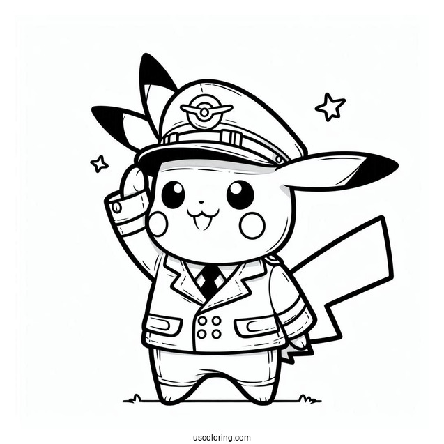 Captain Pikachu Coloring Page
