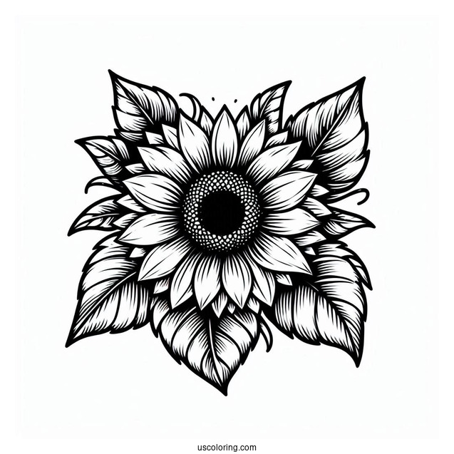 Sunflower Surrounded By Leaves