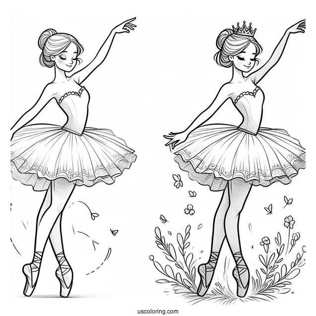 Ballerina Doing a Curtsy To Color
