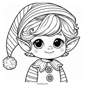 Easy To Color Elf For Toddlers
