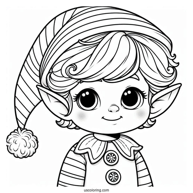 Easy To Color Elf For Toddlers