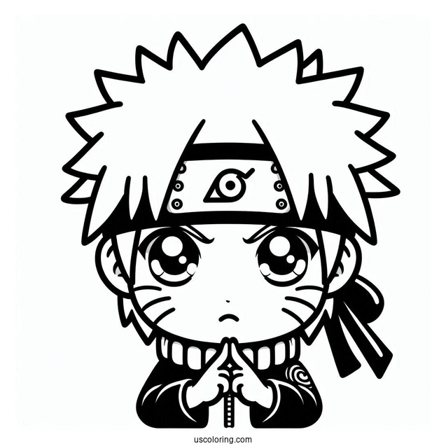 Naruto Coloring Page of Kawaii Uchiha Sasuke For Kids