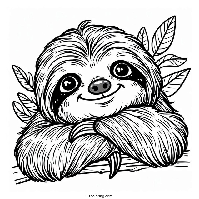 Smiling Sloth Coloring Sheet