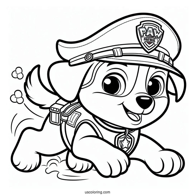 Police Dog Chase Coloring Picture For Preschoolers