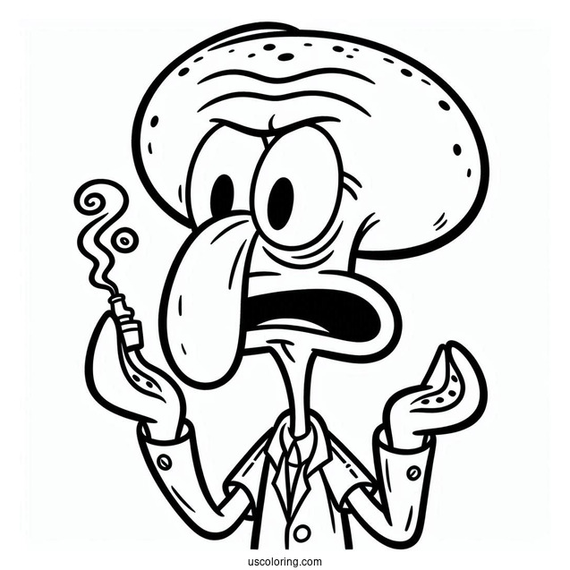 Squidward Complaining Coloring Page