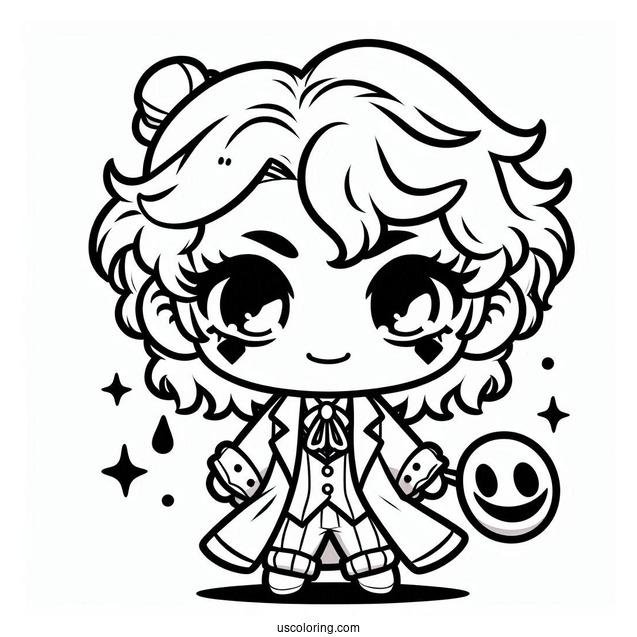 Kawaii Chibi Joker Coloring Sheet For Kids