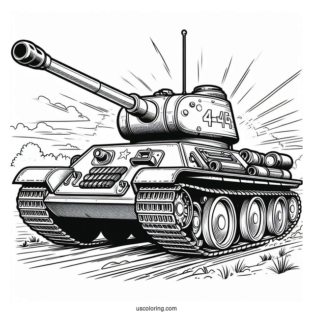 Easy T-34-76 Tank for Coloring In