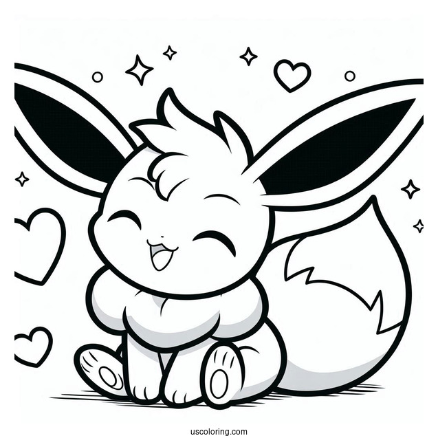 Easy Outline Of Smiling Sylveon Coloring Page For Preschoolers