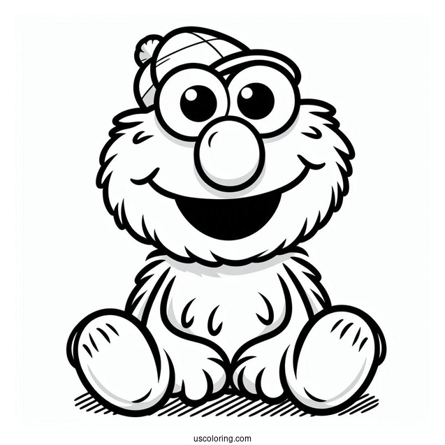 Smiling Elmo Coloring Picture For Preschoolers