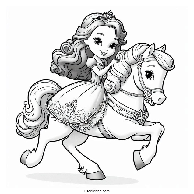 Sofia The First Coloring Page With Princess Amber Riding Everburn