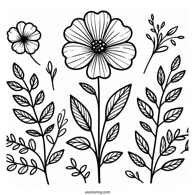 Flower Coloring Pages Of Easy Wildflowers For Preschoolers