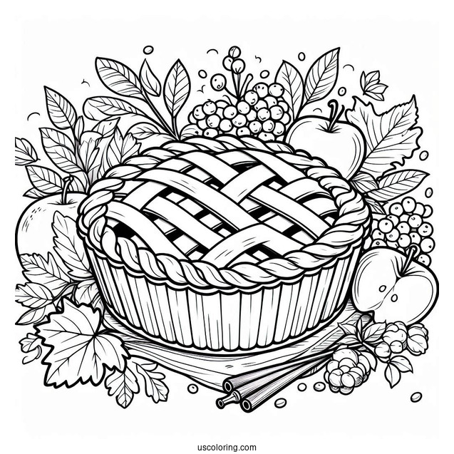 Apple Pie Coloring Page For Kids