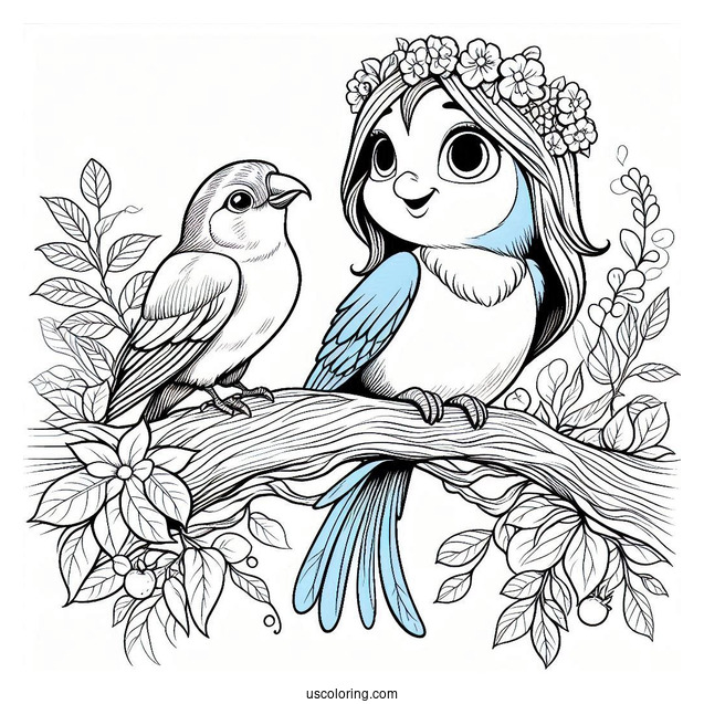 Blu Perched On Linda s Arm Coloring Page