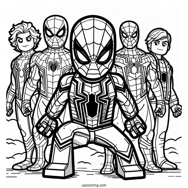 Lego Spider-Man With Avengers Characters Coloring