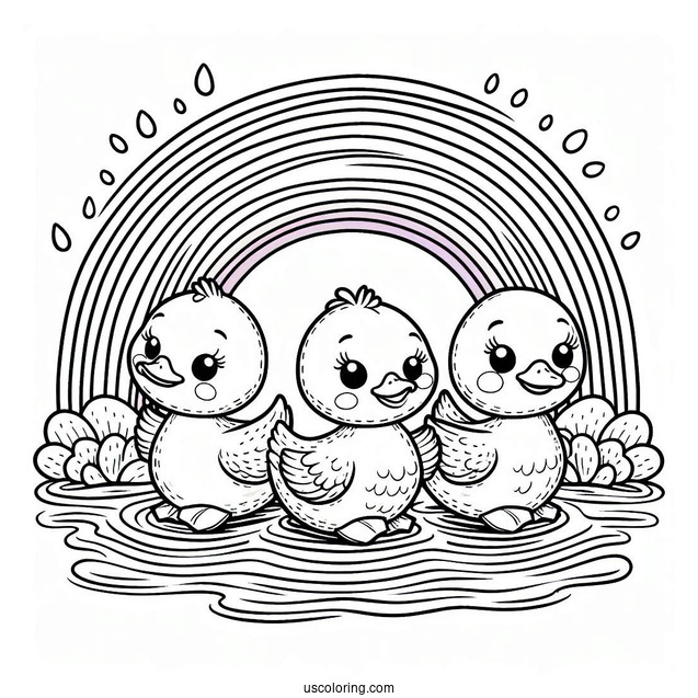 Three Cool Ducks Under A Rainbow