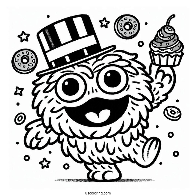 Kawaii Oscar The Grouch Coloring Sheet