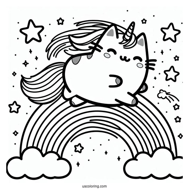 Unicorn Pusheen Cat Jumping Over Rainbow