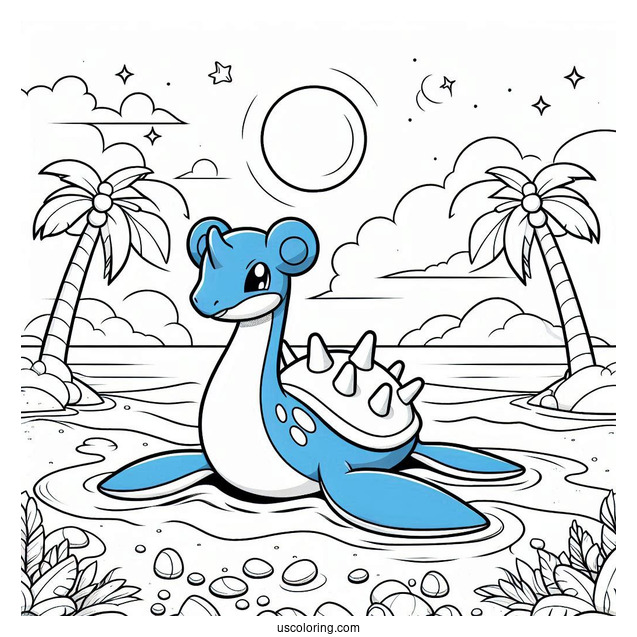 Coloring Page Of Lapras On The Beach