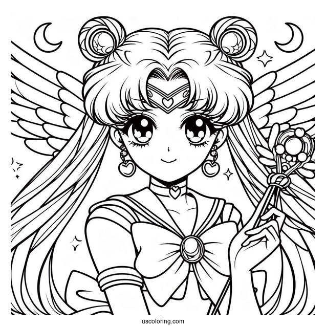 Sailor Moon With Wings And Magic Wand