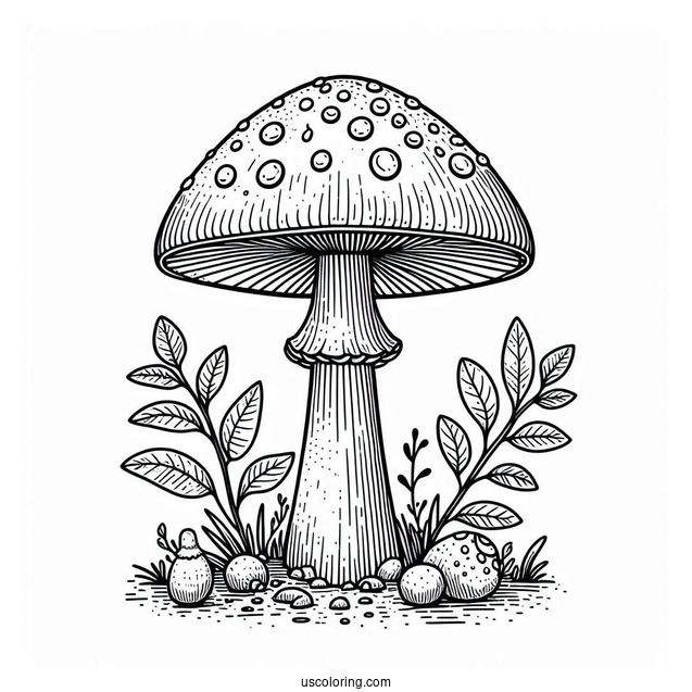 Tall Amanita Muscaria Mushroom Coloring Page