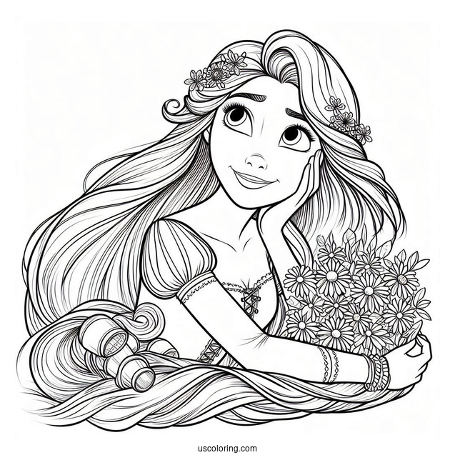 Easy Coloring Page Of Rapunzel