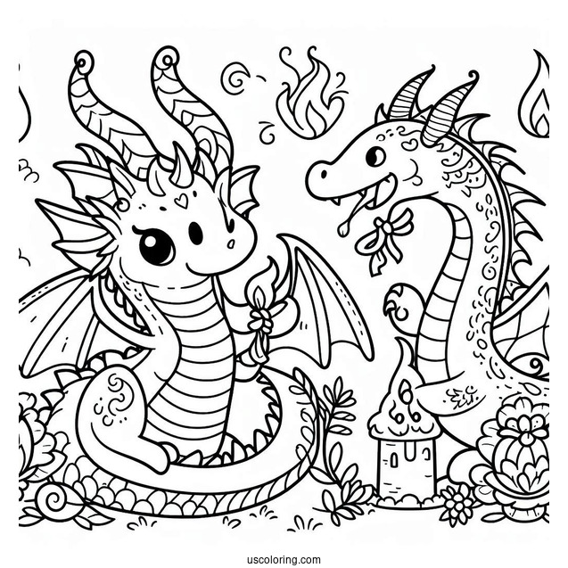 Easy To Color In Dragon For Preschoolers
