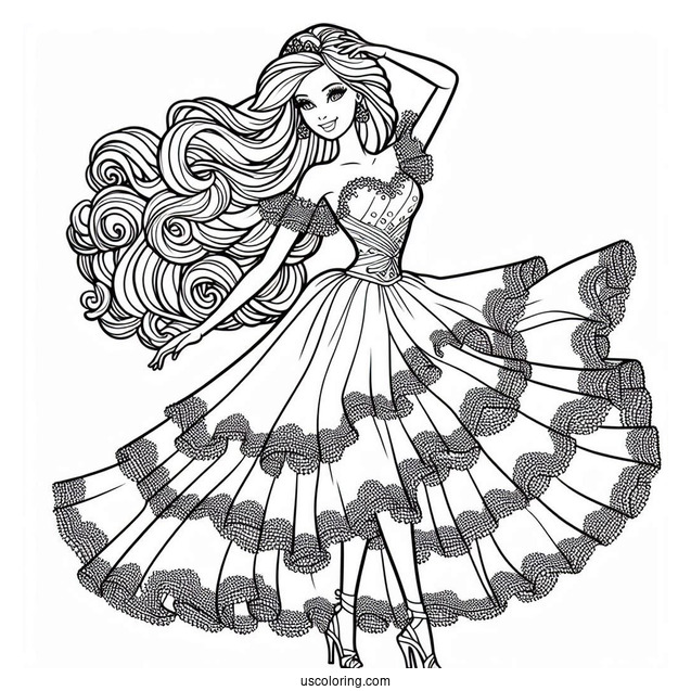 Barbie Dancing Coloring Page