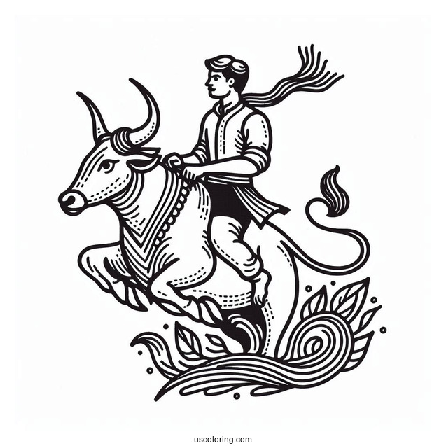 Coloring Sheet Of Bull Riding For Kids