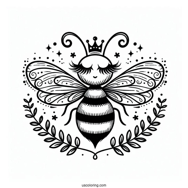 Fabulous Queen Bee Coloring Page With Long Lashes