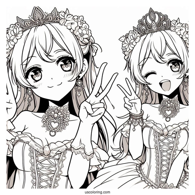 Anime Princess Daisy Coloring Page Making Peace Sign