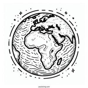 Earth With African Continent To Color