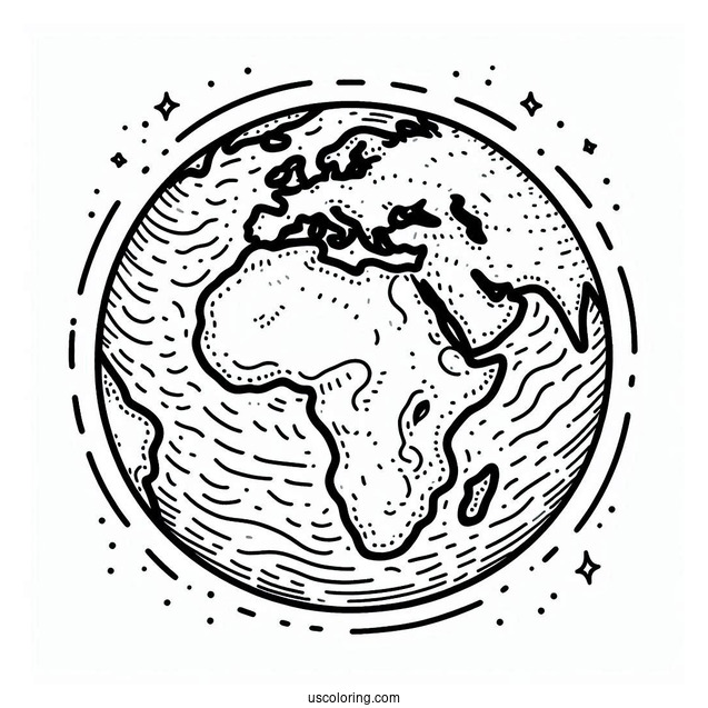 Earth With African Continent To Color