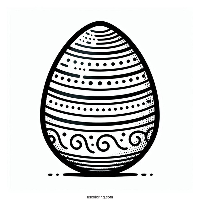 Simple Striped Easter Egg Coloring Page For Preschoolers