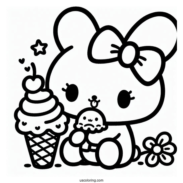 Sanrio Coloring Pages Of Pochacco Eating Ice Cream Cone