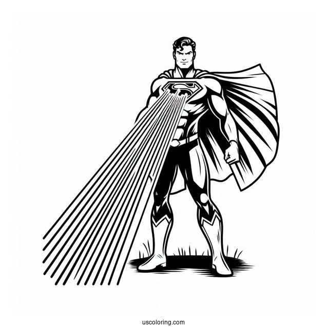 Superman With Laser Beams Coloring Page