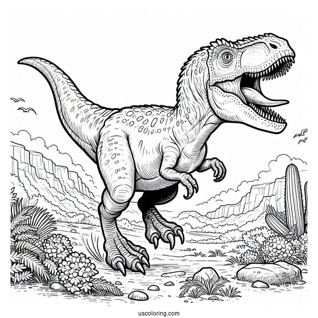 Suchomimus Roaring And Running Coloring Page