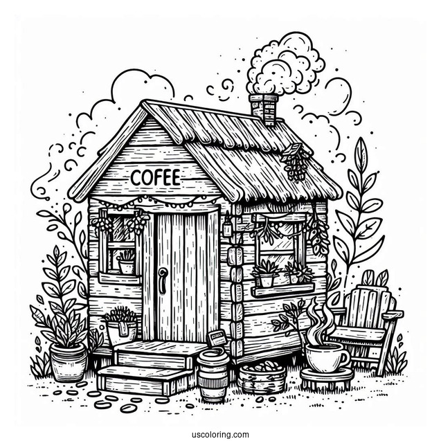 Cozy Coffee Coloring Pages Of Shack