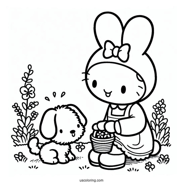 Miffy Coloring Page Playing With Her Dog Snuffy