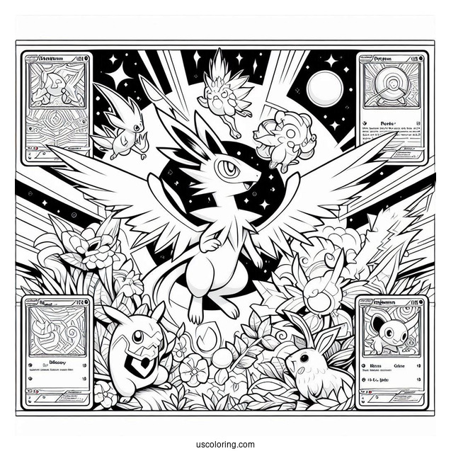 Pokemon Card Back Cover Coloring Sheet For Kids