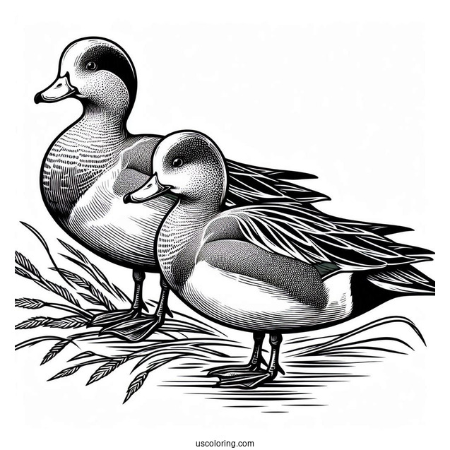 Two American Wigeon Ducks