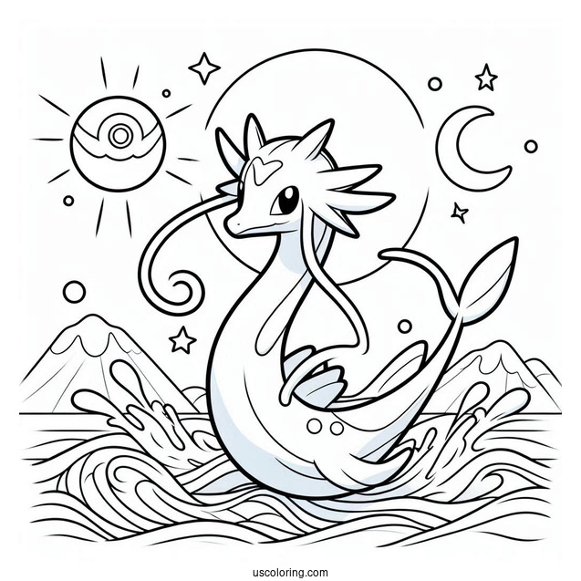 Milotic Traveling By Sea To Color