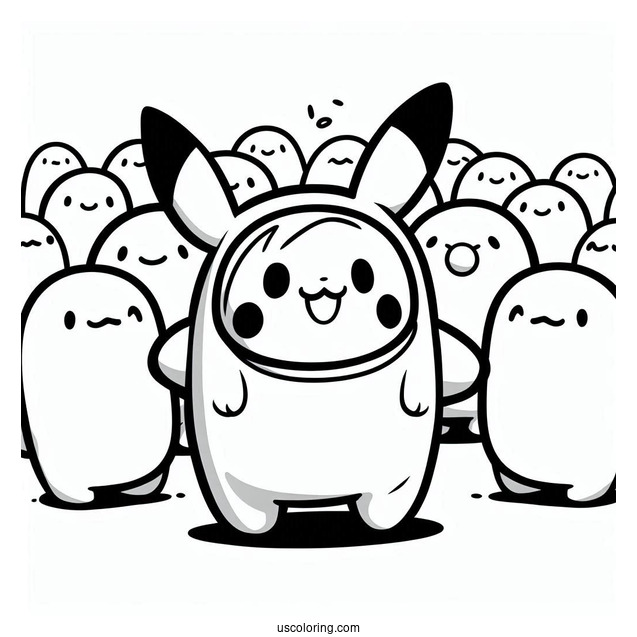 Among Us Pikachu Coloring Sheet