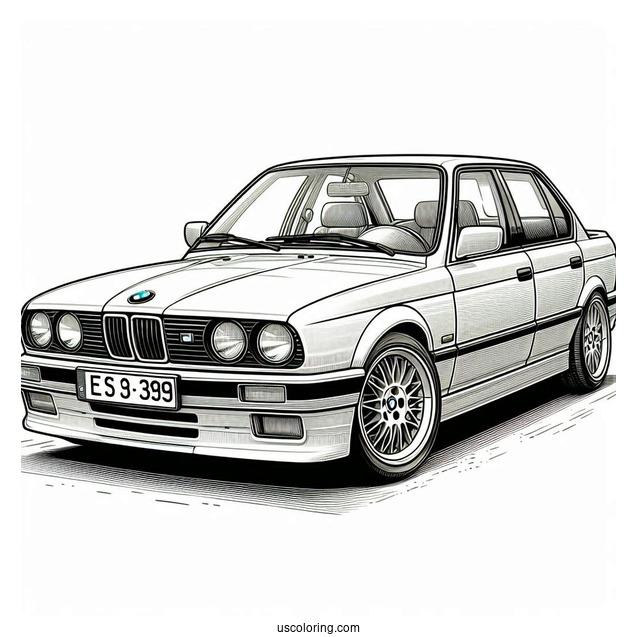 Parked BMW Coloring Page 3 Series E30