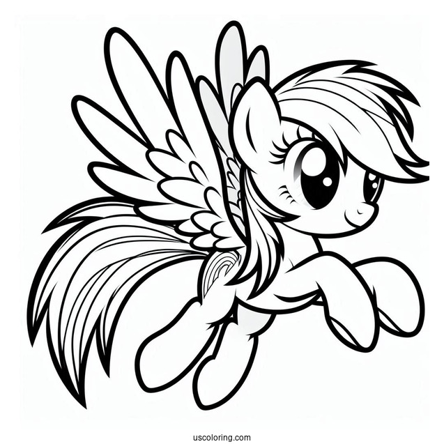 Mighty Rainbow Dash Coloring Page With Wings Spread Out
