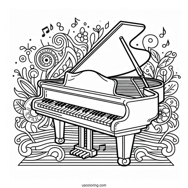 Music Coloring Page Of Easy Grand Piano Outline