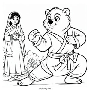 Jungle Book Coloring Page Of Simple Baloo In Kung Fu Pose For Kids